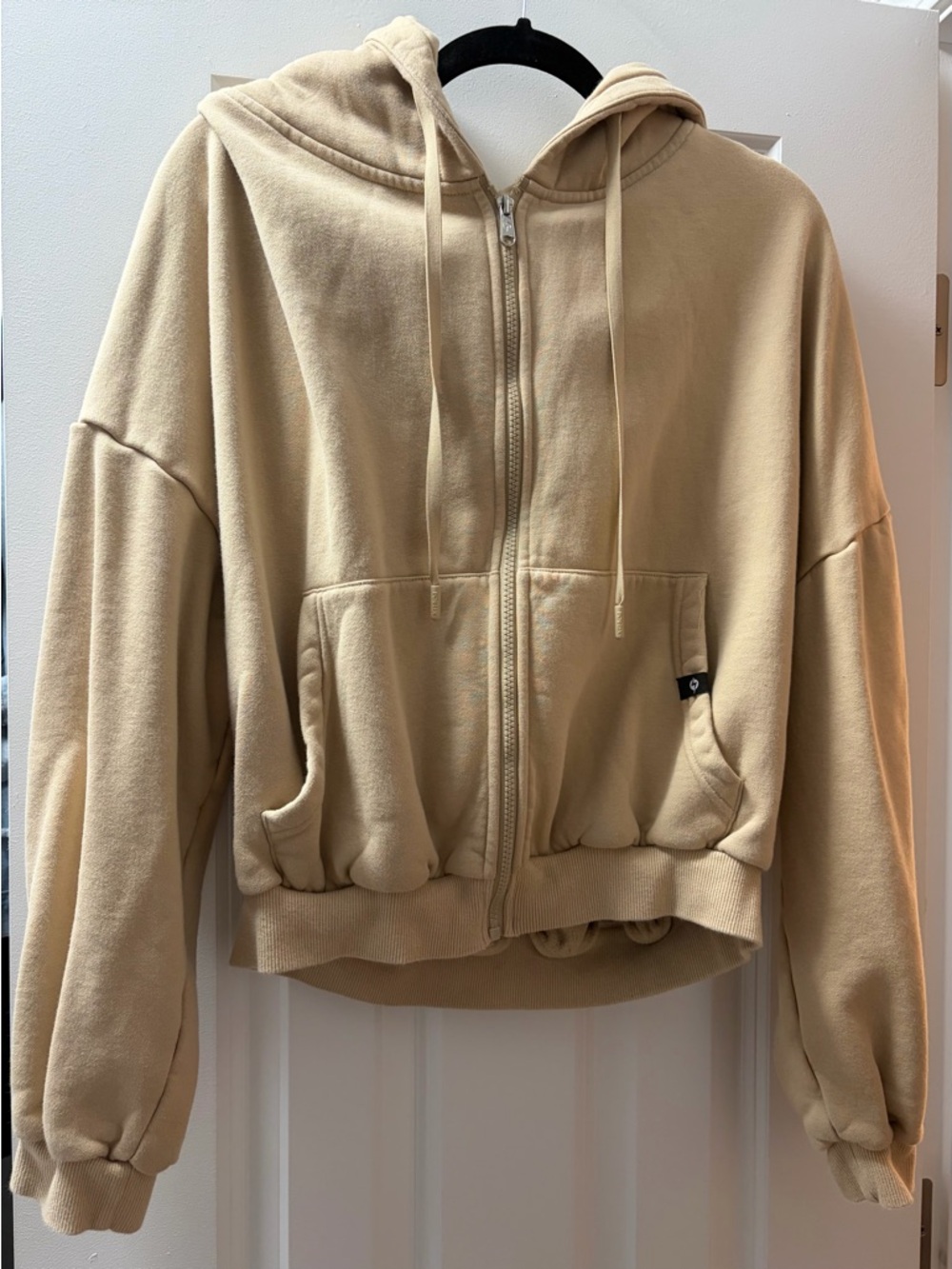 POPFLEX Beige Zip-Up Hooded Sweatshirt